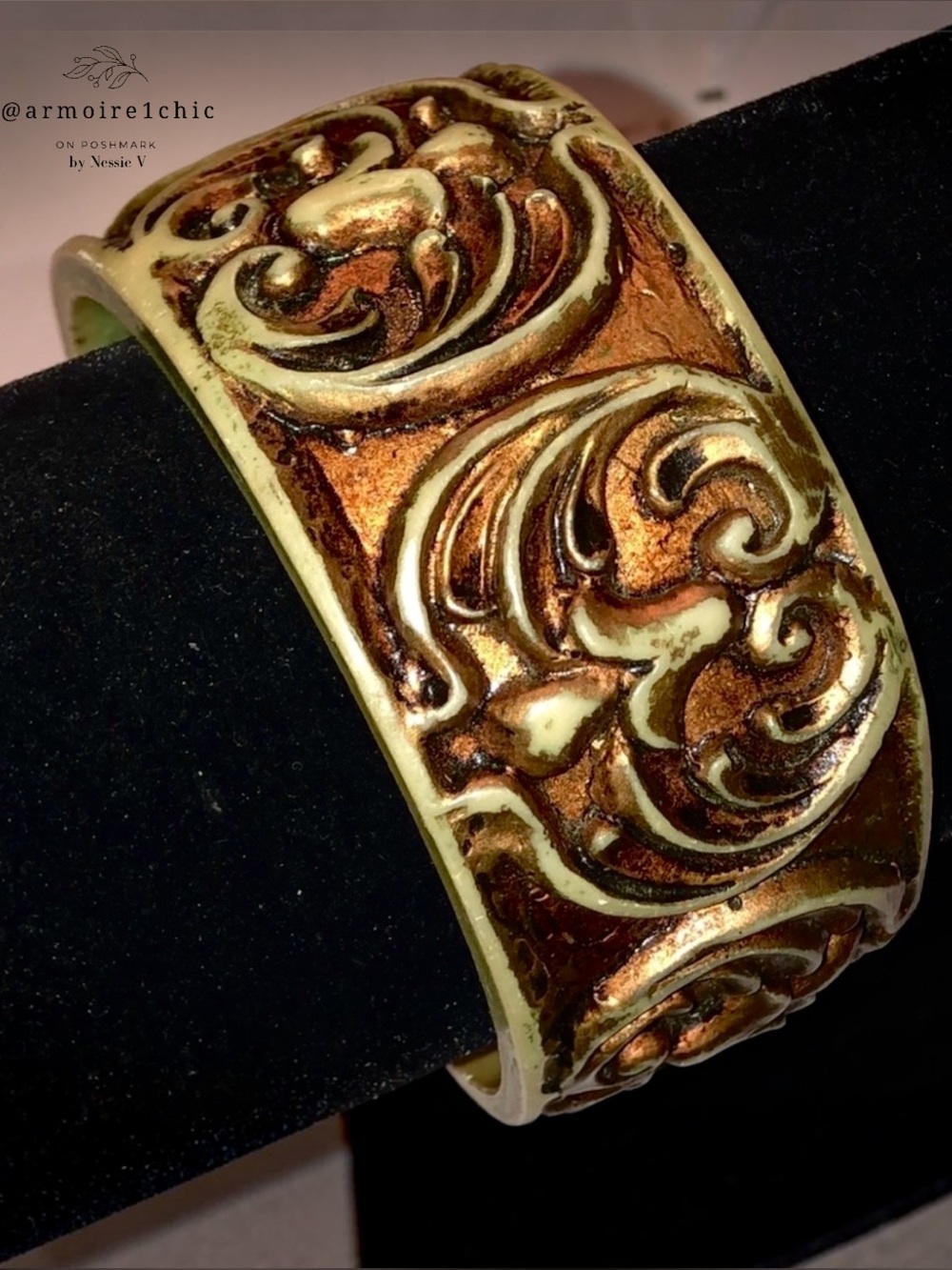 BANGLE BRACELET | Vintage Boho Aged Bronze Chunky Style | Neutral Tones | Unisex - Picture 12 of 12